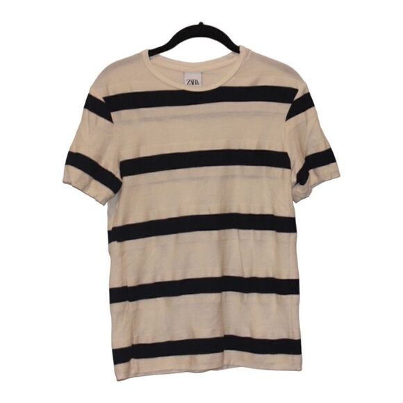 Zara Striped Short Sleeve Top Size Small - Picture 1 of 10